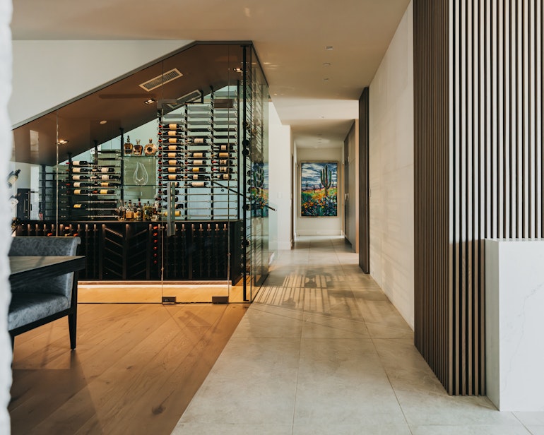 Custom Silverleaf Wine Cellar Horizontal Hallway Shot
